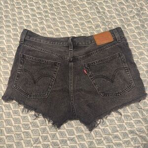 Levi’s 501 Button-Fly Jean Shorts Women’s Size 28 grey wash black distressed